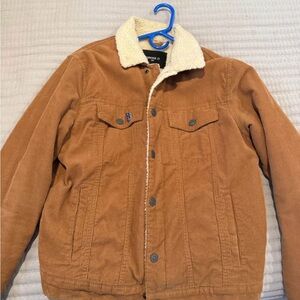 Forever 21 Tan Corduroy Jacket with Cream Sherpa Collar
